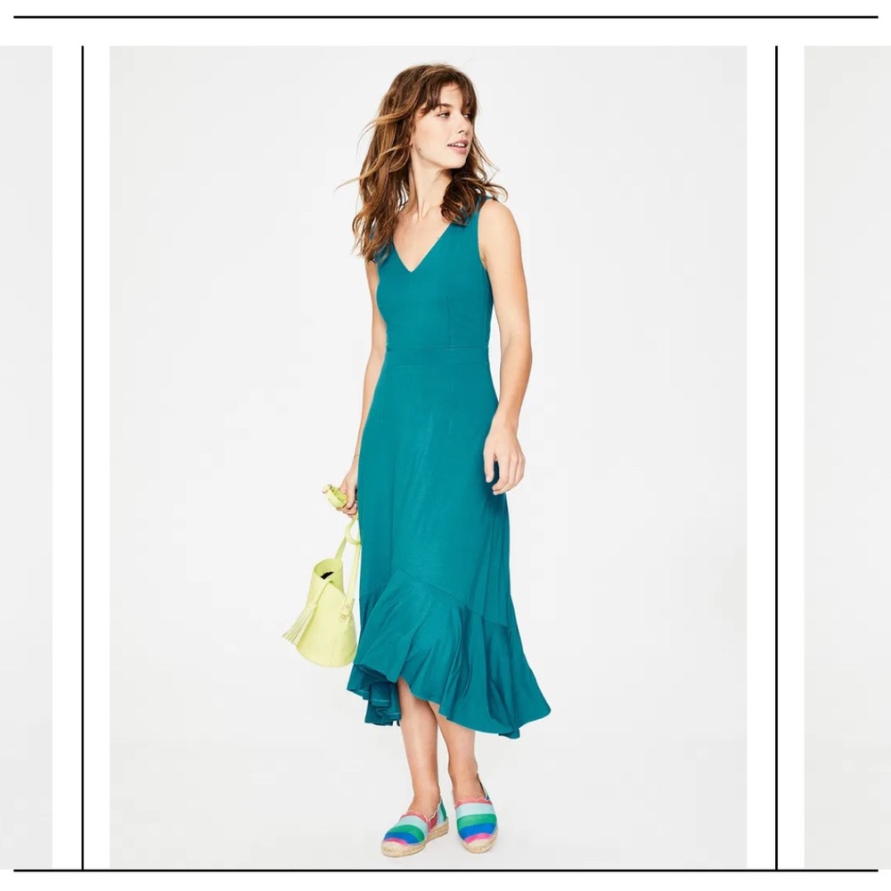 NEW Boden Elisa Jersey Teal High Low Dress